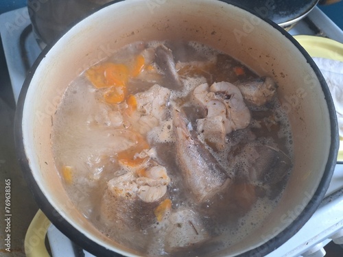 Cooking Fish Soup in a Pot