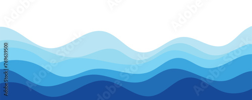 Sea waves layer vector background illustration. Sea beach vector illustration. 