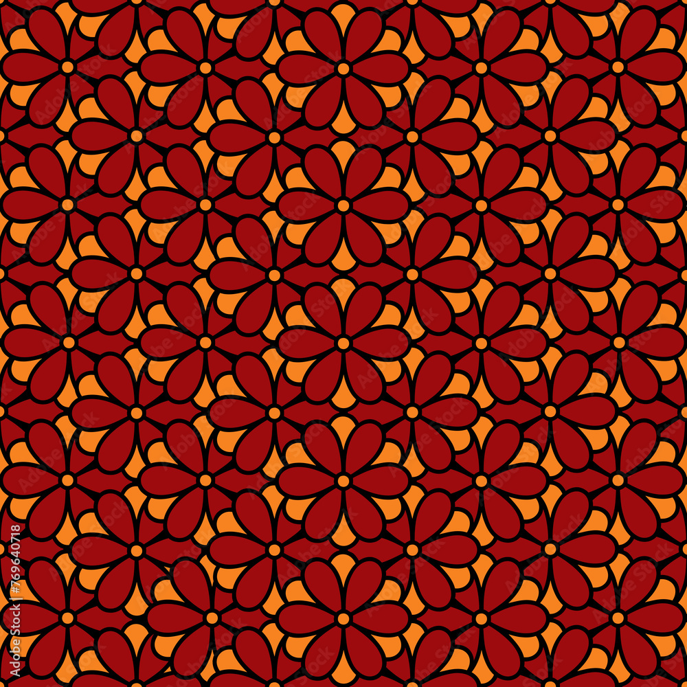 Retro Seventies Red And Orange Hippie Daisy Flowers Pattern Retro Seventies Red And Orange Hippie Daisy Flowers Pattern