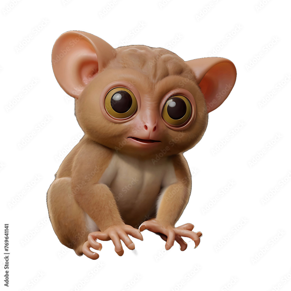 Fototapeta premium Tarsier Animal Isolated 3d Render Illustration