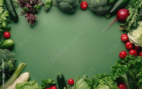 Nature's Bounty, Artfully Arranged Fresh Vegetables Flatlay,Farm-to-Table Elegance, Flatlay Display Featuring Fresh Vegetables, Copy Space, Generative Ai