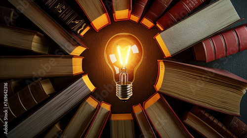Illuminated Ideas: Light Bulb and Books