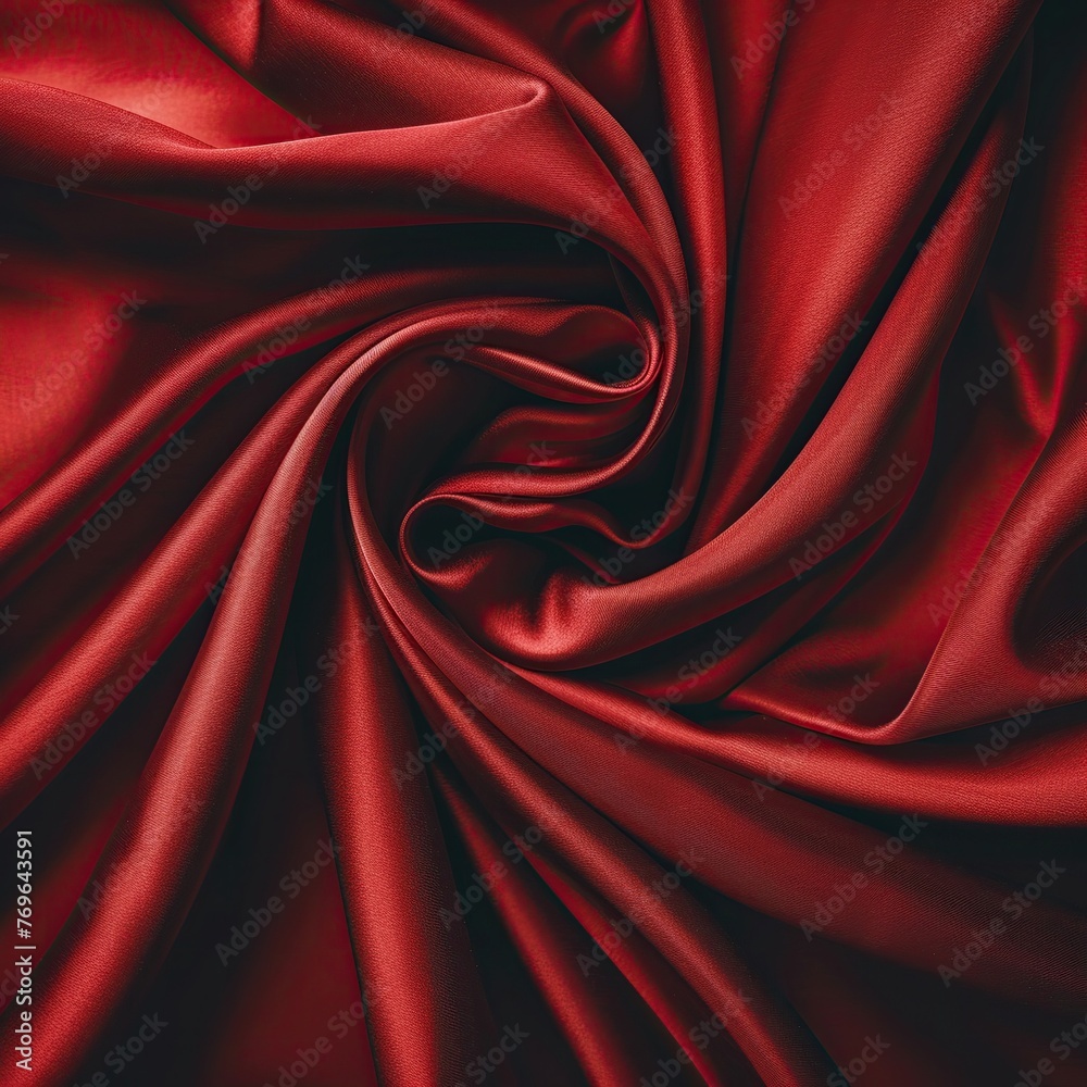 Obraz premium Twisted maroon silk fabric, macro, intricate texture details, studio lighting ,professional color grading,soft shadowns, no contrast, clean sharp,clean sharp focus, digital photography,