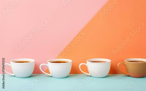 Selection of Steamy Beverages Served in a White Cup,Assortment of Warm Brews,Hot Drinks Offered, Copy Space, Generative Ai