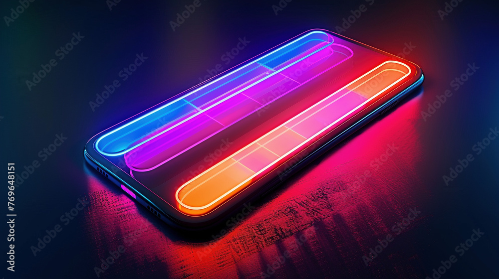 Modern Smartphone with Illuminated Digital Display Modern Smartphone with Illuminated Digital Display