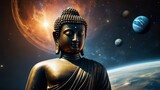 仏像と宇宙イメージ,Generative AI AI画像