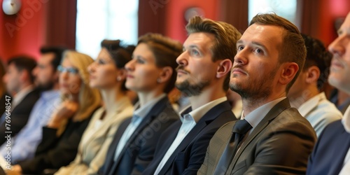 A team of professionals attending a business conference. 