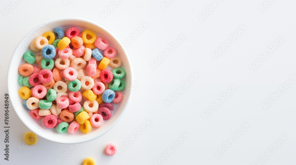 Breakfast Cereals with Milk in a Bowl. Generative AI.
Breakfast Cereals with Milk in a Bowl. Generative AI.