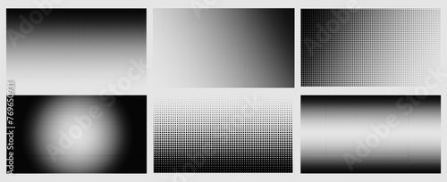 Abstract Pixelated gradient halftone dotted texture background set. 