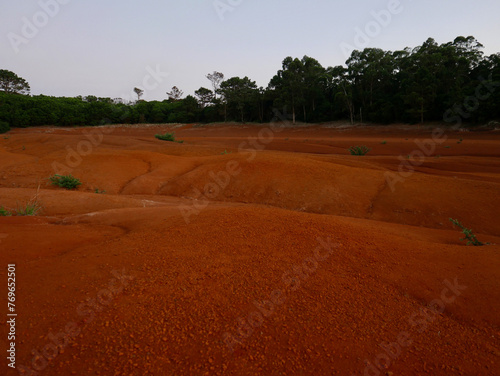 Barreiro da Faneca. A semi desert, red clay landscape, it is usually called 'red desert', Santa Maria Island, Azores. photo
