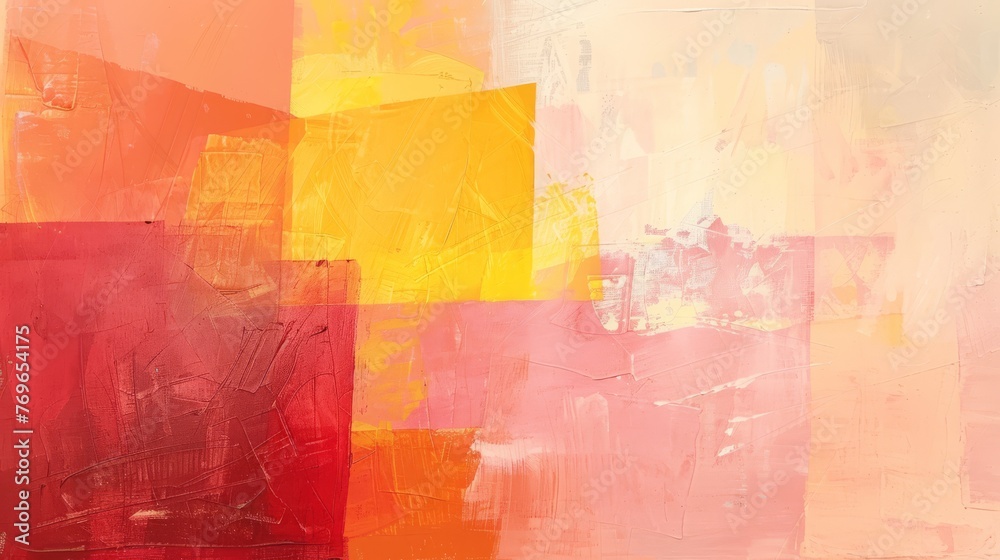 Contemporary abstract acrylic painting with a warm palette evoking a sunset's beauty..
