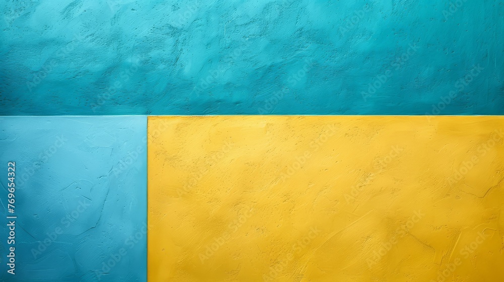 Abstract textured composition featuring a horizon line with a refreshing blue and sunny yellow..