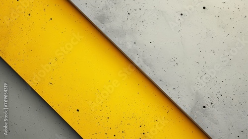 Abstract art featuring a bold diagonal divide between a textured yellow and a grey concrete look..