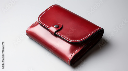 Red leather women's wallet isolated on white background
