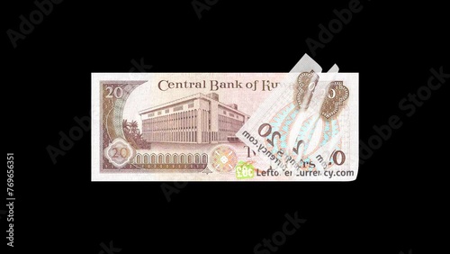 20 Kuwati Dinar Bank Note 2D Flip Alpha Channel photo