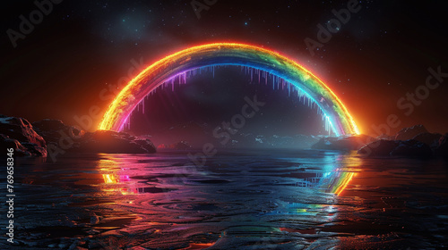 Vibrant Rainbow Arch: A Spectrum of Prismatic Hues © Sekai