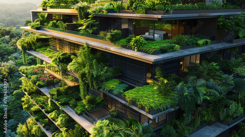 Modern Sustainable Architecture with Lush Green Roofs Modern Sustainable Architecture with Lush Green Roofs