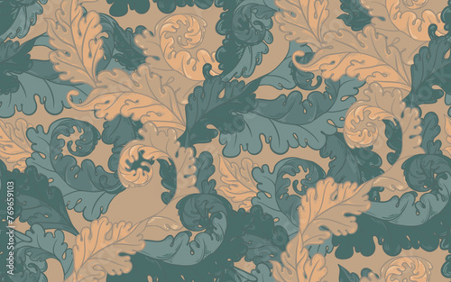 Floral vintage seamless pattern for retro wallpapers, textiles, designs. Enchanted Vintage Flowers. Arts and Crafts movement inspired.