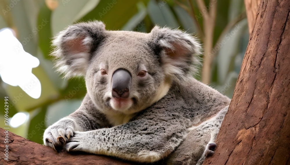 Obraz premium A Koala Napping Peacefully In The Shade Of A Tree