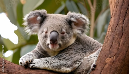 A Koala Napping Peacefully In The Shade Of A Tree