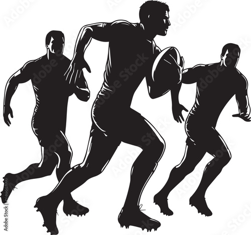 Rugby Player Silhouettes EPS Rugby Vector Rugby Player Clipart