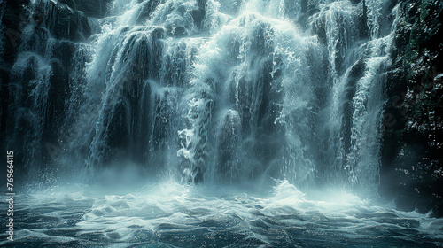 Serene Waterfall Cascade  Rushing Water in Peaceful Hues