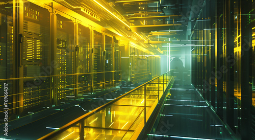 Yellow data storage servers. AI Generated