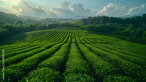 Panorama of beautiful tea garden photo