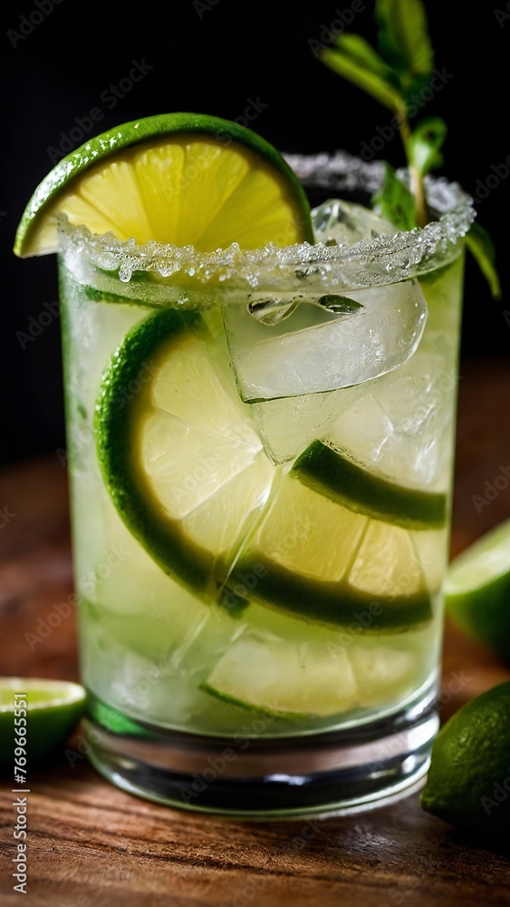 Fototapeta premium Caipirinha Cocktail at the beach bar.