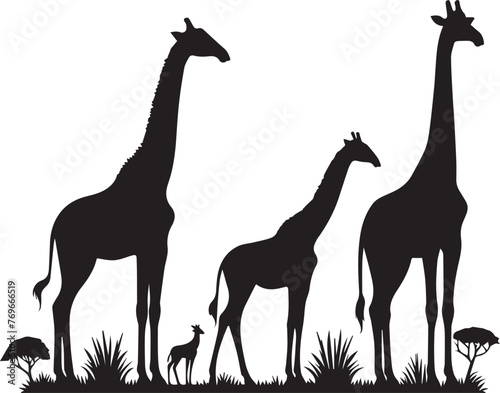 Giraffe Silhouettes EPS Giraffe Vector Giraffe Clipart