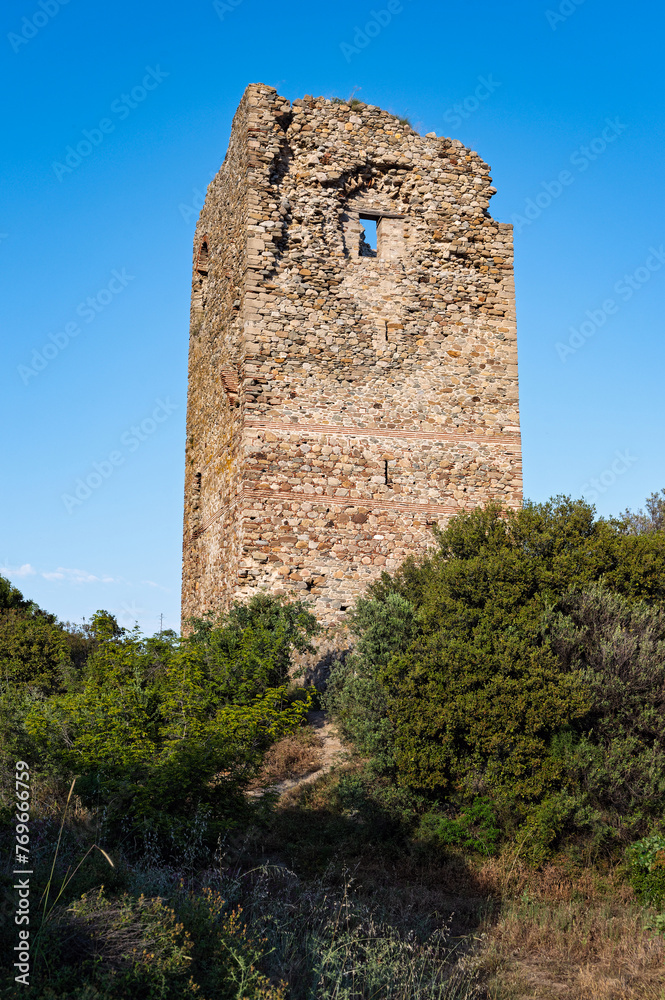 The remains of the Byzantine tower of Apollonia in Macedonia, Greece