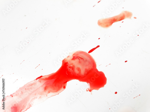 Blood. Spit with blood, pus. Bleeding, trauma. photo