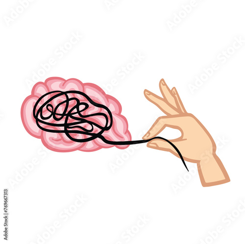mental health, brain confusion vector illustration