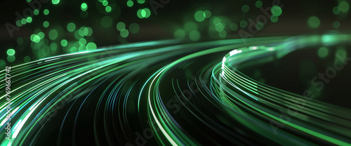 Sweeping Green Light Waves with Bokeh Effects
