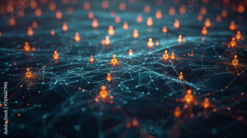 Image of a group of people and the concept of communication network. social media. human resources. AI Generated