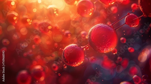 Intriguing macro shot providing a close-up view of hemoglobin, perfect for illustrating cellular processes, medical advancements, and scientific breakthroughs.