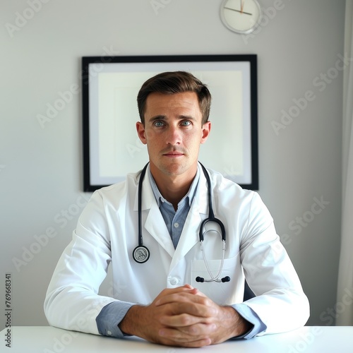 A male doctor in a lab coat...