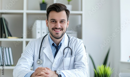 A male doctor in a lab coat...