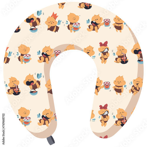 Baby nursing pillow for newborn vector cartoon illustration isolated on a white background.