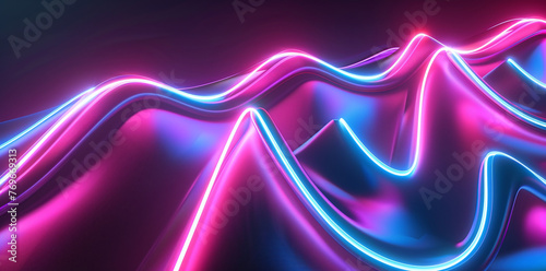 Abstract Neon Waves in Vivid Pink and Blue 