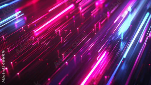 Abstract Neon Light Particles in Motion 