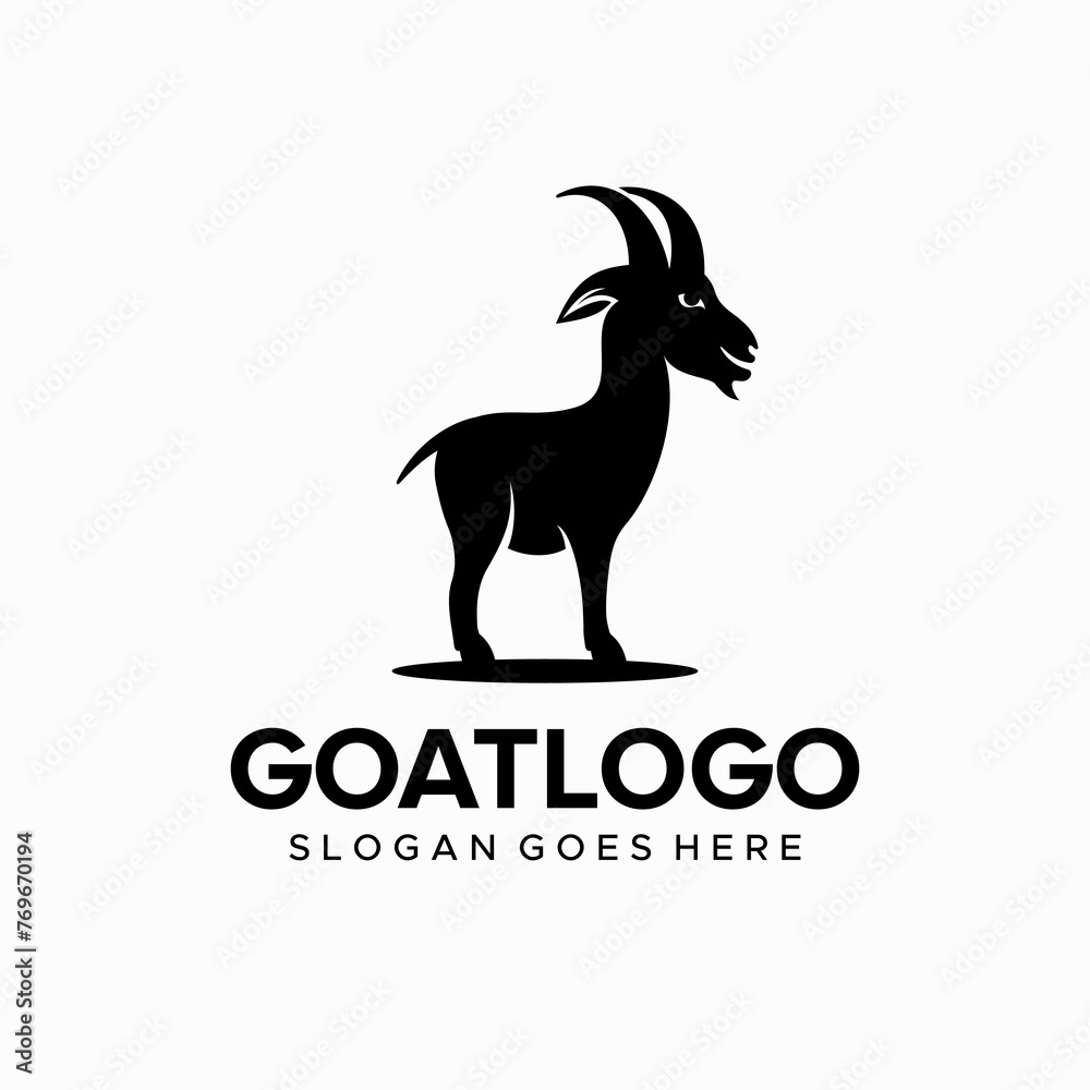 Logo Illustration template silhouette design goat animal