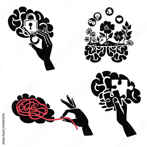 set of symbols Secrets of the mind vector illustration