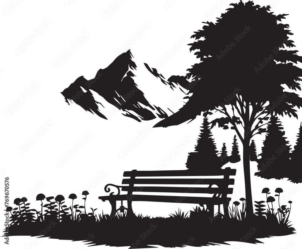 Obraz premium Park Bench Nature Silhouettes EPS Park Bench Vector Park Bench Clipart