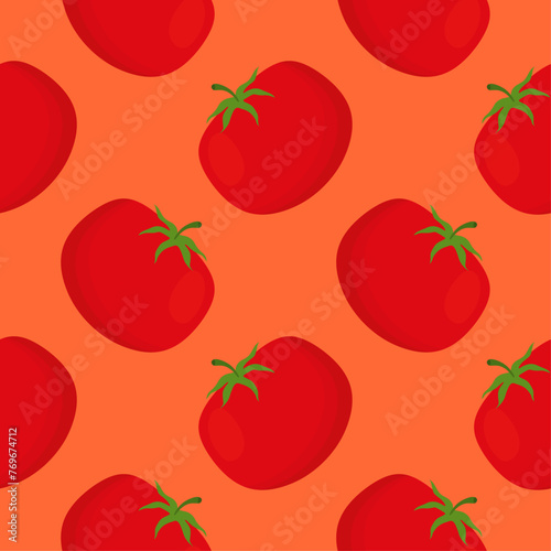 red tomatoes seamless pattern vector illustration. Fresh Vegetables. Food Background. Great for food Wrapping Paper, Packaging. Ecological vegetarian food background. Farm market product.