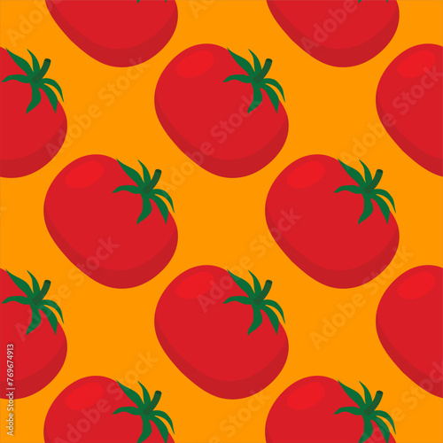red tomatoes seamless pattern vector illustration. Fresh Vegetables. Food Background. Great for food Wrapping Paper, Packaging. Ecological vegetarian food background. Farm market product.