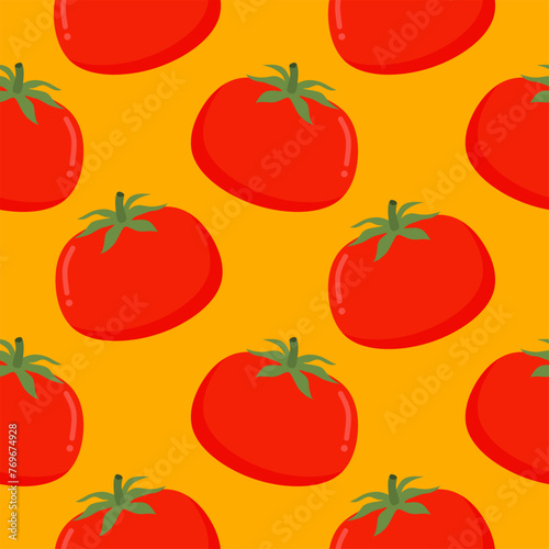 red tomatoes seamless pattern vector illustration. Fresh Vegetables. Food Background. Great for food Wrapping Paper, Packaging. Ecological vegetarian food background. Farm market product.