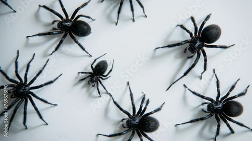 Funnel-web spiders on a white background. Dangerous insect.