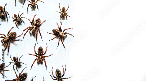 Funnel-web spiders on a white background. Dangerous insect. photo