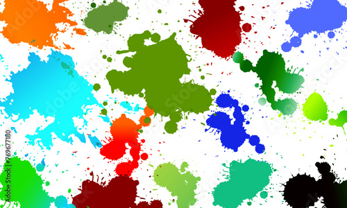 Bright colorful watercolor stain splash splatter brush stroke on white background. paint. © wungkal
